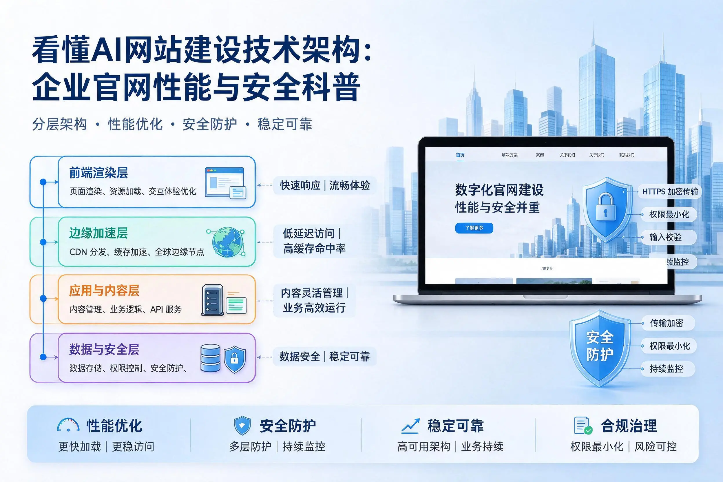 看懂AI网站建设技术架构:忻州企业官网性能与安全科普