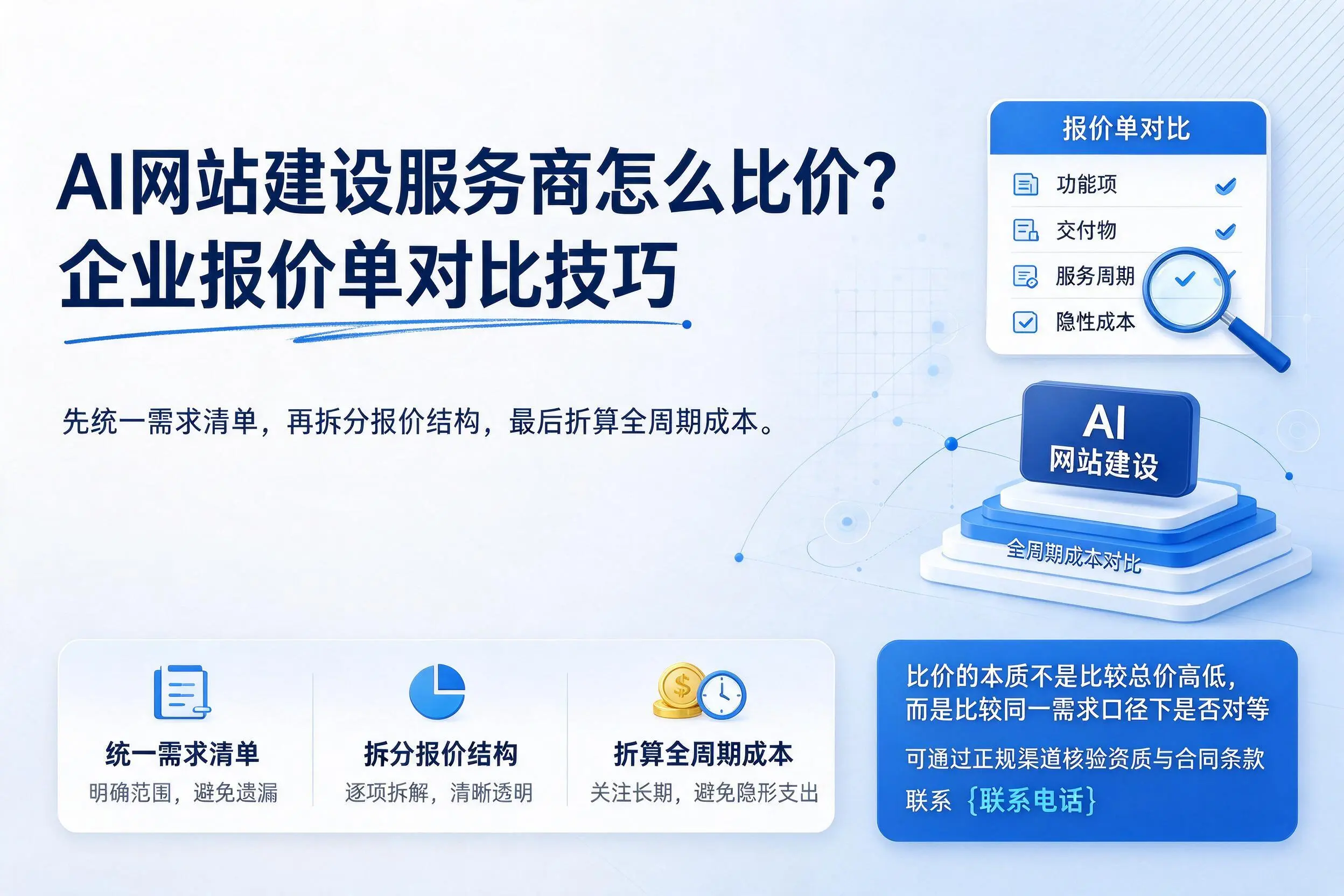 AI网站建设服务商怎么比价?忻州企业报价单对比技巧