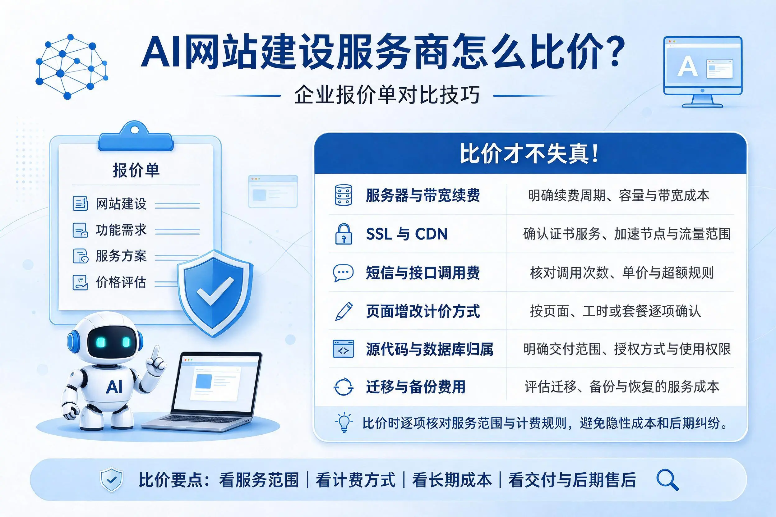 AI网站建设服务商怎么比价?忻州企业报价单对比技巧