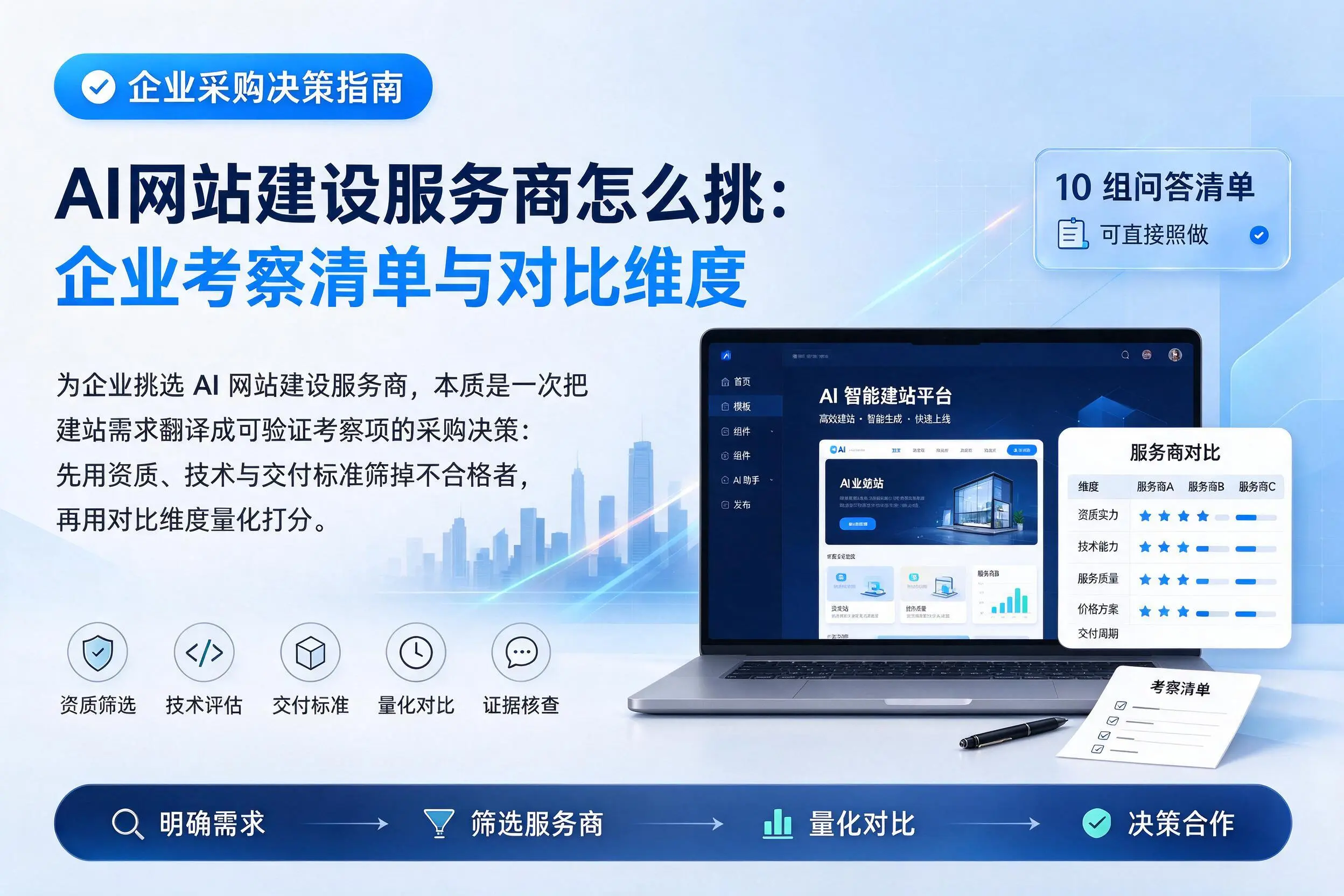 AI网站建设服务商怎么挑:忻州企业考察清单与对比维度