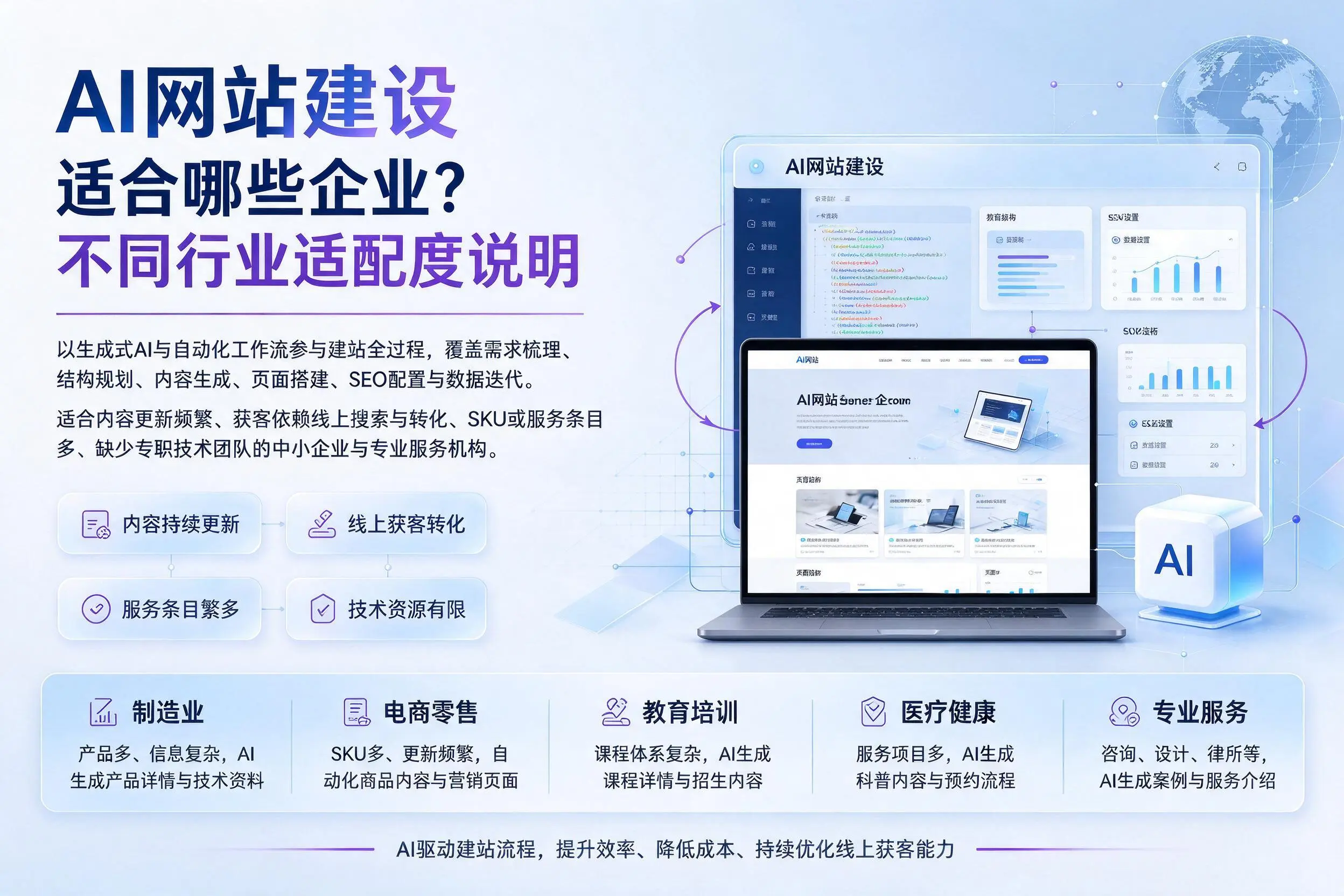 AI网站建设适合哪些企业?忻州不同行业适配度说明